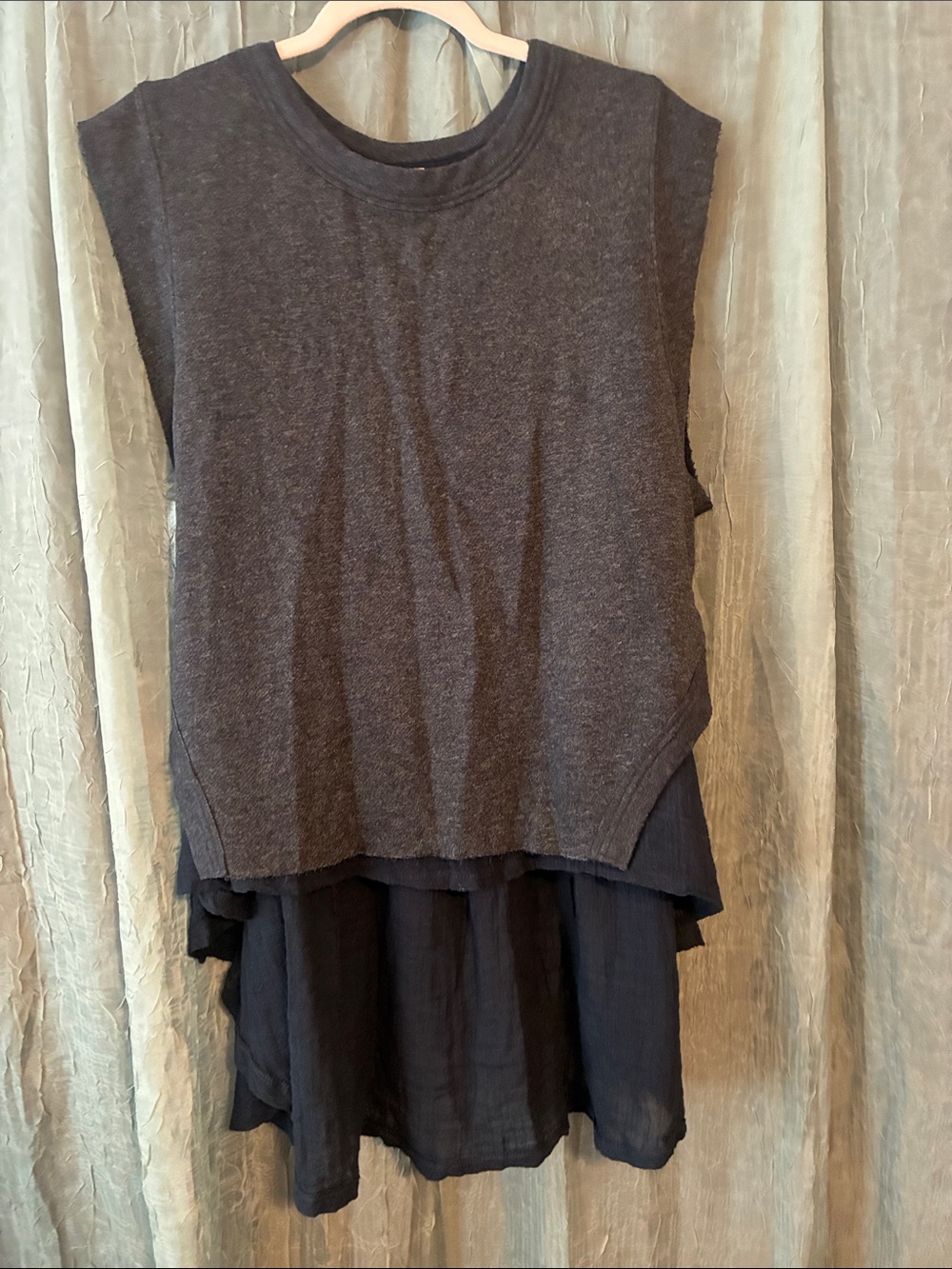 Free People Sleeveless Layered Women's Top - Charcoal Gray - Picture 9 of 10